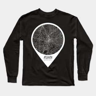 Atlanta, USA City Map - Travel Pin Long Sleeve T-Shirt